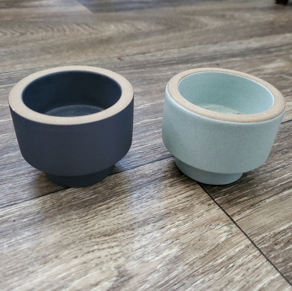 Two Heath Pottery Candle Taper Holders
